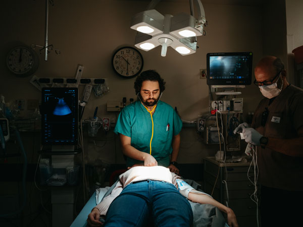 Emergency ambulance entrance sign at San Joaquin General Hospital